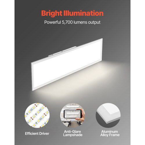 1x4 FT LED Flat Panel Light 5700 LM Flush Mount LED Drop Ceiling Lighting