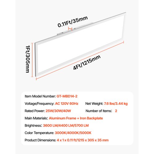 1x4 FT LED Flat Panel Light 5700 LM Flush Mount LED Drop Ceiling Lighting