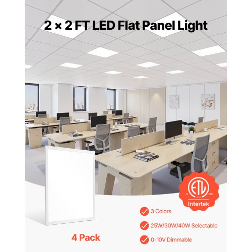 2x2 FT LED Flat Panel Light 5700 LM Flush Mount LED Drop Ceiling Lighting