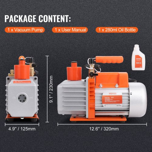13 HP 2 Stage Rotary Vane Vacuum Pump 5 CFM 120V Air Conditioning Vacuum