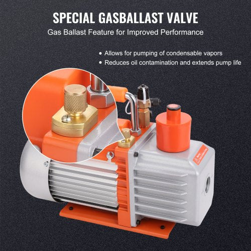 12 HP 2 Stage Rotary Vane Vacuum Pump 7 CFM 120V Air Conditioning Vacuum