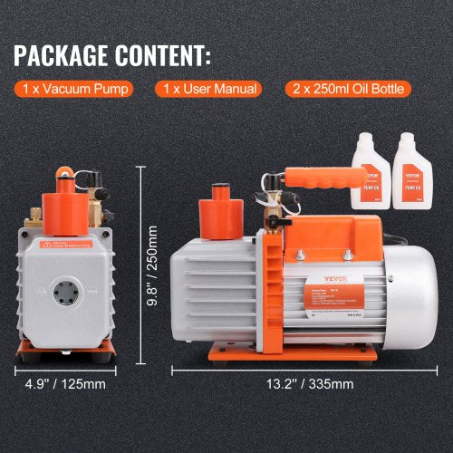 12 HP 2 Stage Rotary Vane Vacuum Pump 7 CFM 120V Air Conditioning Vacuum