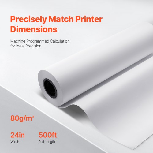 Wide Format Paper 24 in x 500 ft Plotter Paper 2 Rolls CAD Bond Rolls with 3