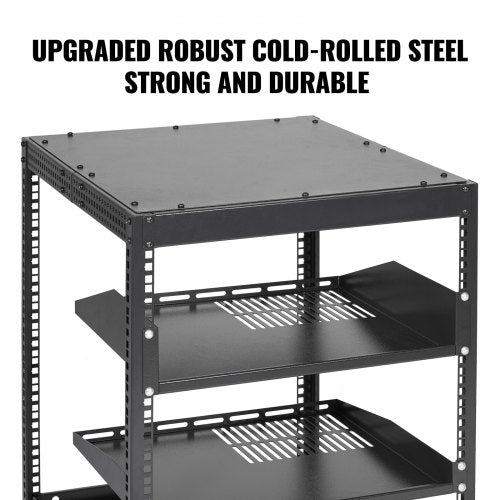 12U Open Frame Server Rack 2340 in Adjustable Depth Free Standing or Wall