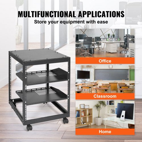 12U Open Frame Server Rack 2340 in Adjustable Depth Free Standing or Wall