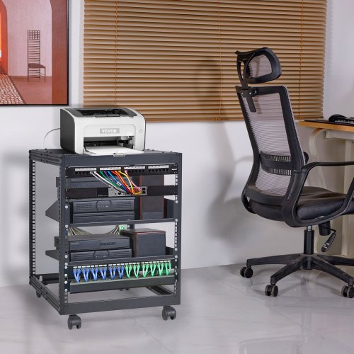 12U Open Frame Server Rack 2340 in Adjustable Depth Free Standing or Wall
