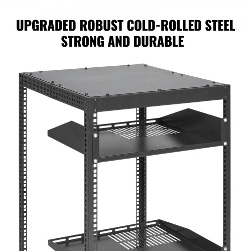 15U Open Frame Server Rack 2340 in Adjustable Depth Free Standing or Wall