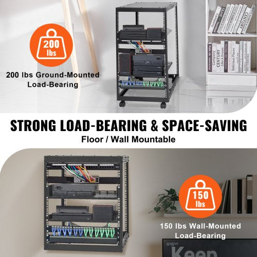 20U Open Frame Server Rack 2340 in Adjustable Depth Free Standing or Wall