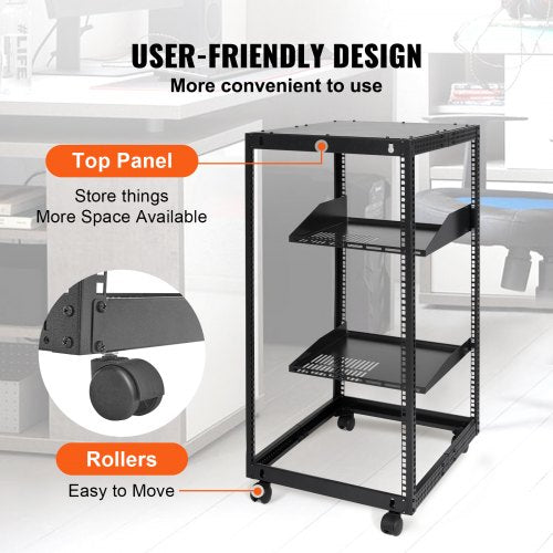 20U Open Frame Server Rack 2340 in Adjustable Depth Free Standing or Wall