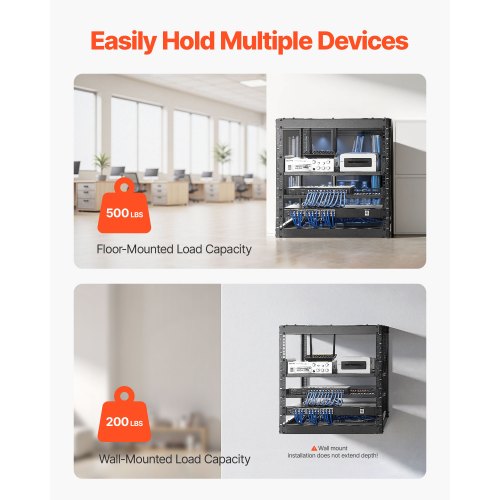 10U Open Frame Network Rack 23 in Depth Wall Mounted or Floor Standing
