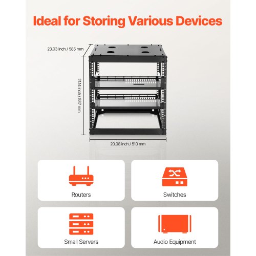 10U Open Frame Network Rack 23 in Depth Wall Mounted or Floor Standing