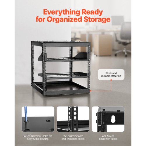 10U Open Frame Network Rack 23 in Depth Wall Mounted or Floor Standing