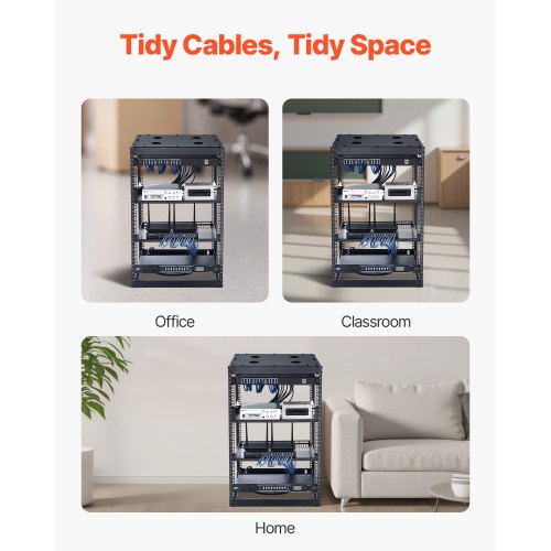 16U Open Frame Network Rack 23 in Depth Wall Mounted or Floor Standing