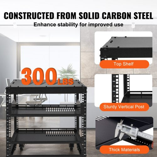 9U Open Frame Server Rack 2340 Adjustable Depth Free Standing or Wall