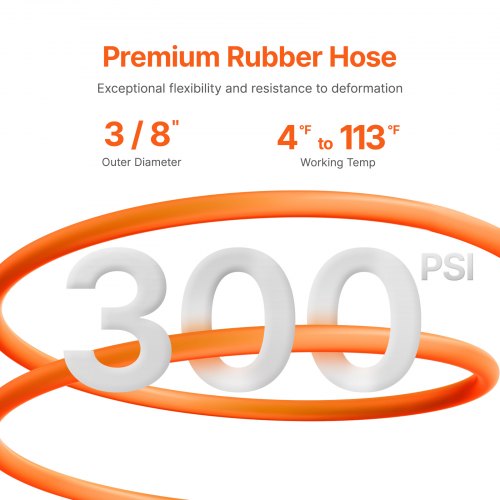 Retractable Air Hose Reel 3/8 IN x 100FT Rubber Air Hose Max 300PSI Air