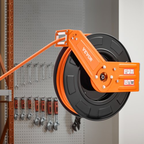 Retractable Air Hose Reel 3/8 IN x 100FT Rubber Air Hose Max 300PSI Air