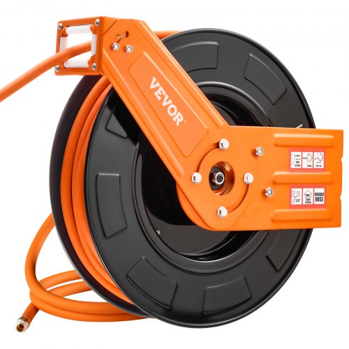 Retractable Air Hose Reel 3/8 IN x 100FT Rubber Air Hose Max 300PSI Air