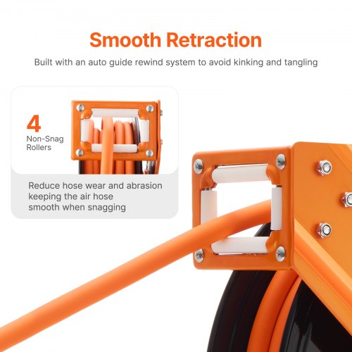 Retractable Air Hose Reel 3/8IN x 50FT Rubber Air Hose Max 300PSI Air