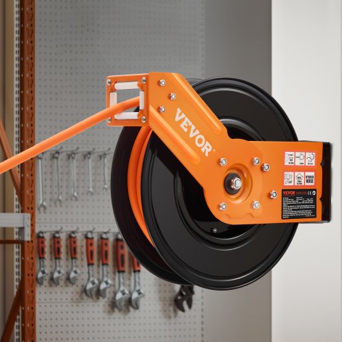 Retractable Air Hose Reel 3/8IN x 50FT Rubber Air Hose Max 300PSI Air