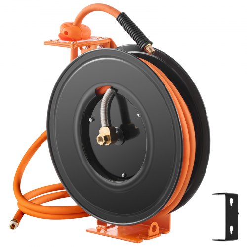 Retractable Air Hose Reel 3/8IN x 50FT Rubber Air Hose Max 300PSI Air