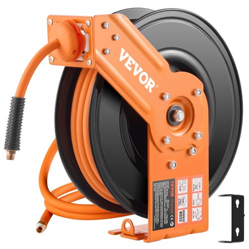 Retractable Air Hose Reel 3/8IN x 50FT Rubber Air Hose Max 300PSI Air
