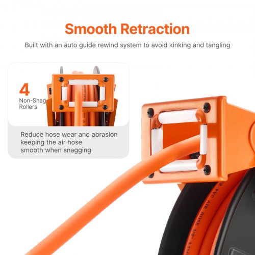 Retractable Air Hose Reel with Double Arms 38 IN x 65FT Hybrid Air Hose