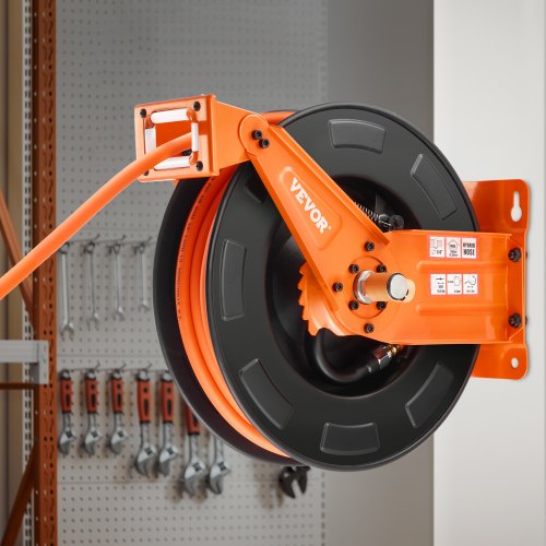 Retractable Air Hose Reel with Double Arms 38 IN x 65FT Hybrid Air Hose
