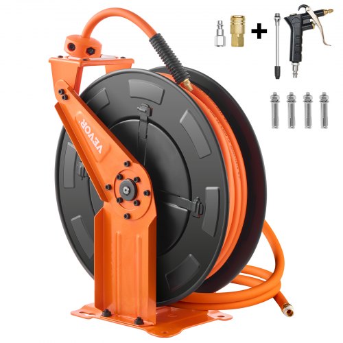 Retractable Air Hose Reel with Double Arms 38 IN x 65FT Hybrid Air Hose