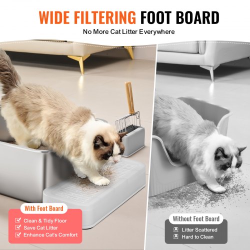 Cat Litter Box 8 inches Deep XL Extra Large Stainless Steel Cat Litter Box