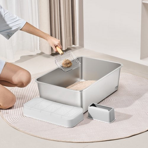Cat Litter Box 8 inches Deep XL Extra Large Stainless Steel Cat Litter Box