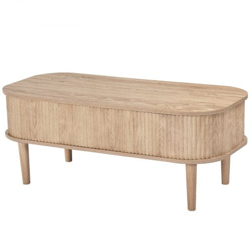 39.4 in Lift Top Coffee Table Fluted Oval Coffee Table with 3 Hidden 1