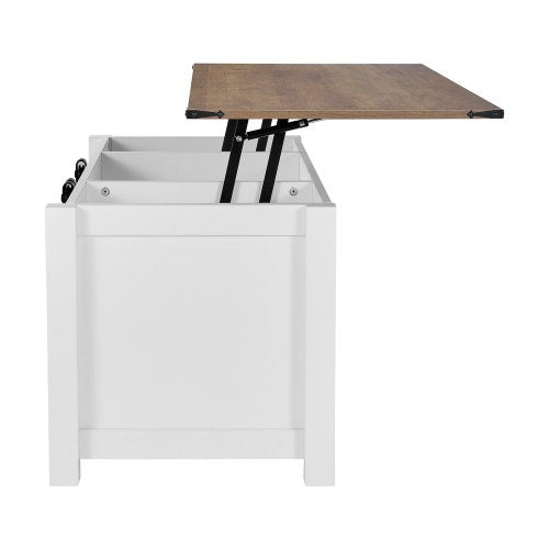 47.2 in Farmhouse Lift Top Coffee Table Rustic Center Table with Barn Door
