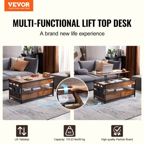 Lift Top Coffee Table 39.4 in Rectangle Coffee Table with Extra Storage