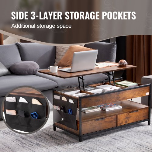 Lift Top Coffee Table 39.4 in Rectangle Coffee Table with Extra Storage