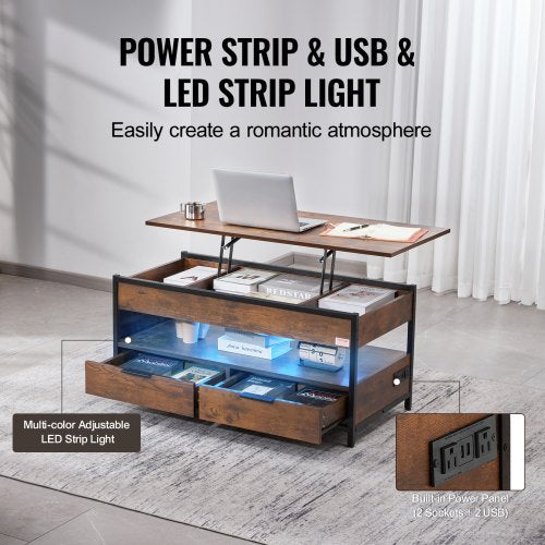 Lift Top Coffee Table 39.4 in Rectangle Coffee Table with Extra Storage