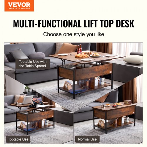 Lift Top Coffee Table 39.4 in Rectangle Coffee Table with Extra Storage