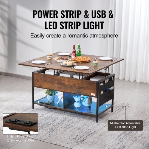 Lift Top Coffee Table 39.4 in Rectangle Coffee Table with Extra Storage