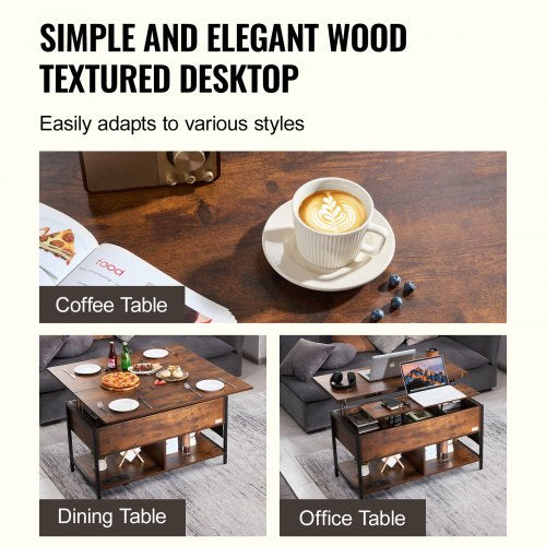 Lift Top Coffee Table 39.4 in Rectangle Coffee Table with Extra Storage