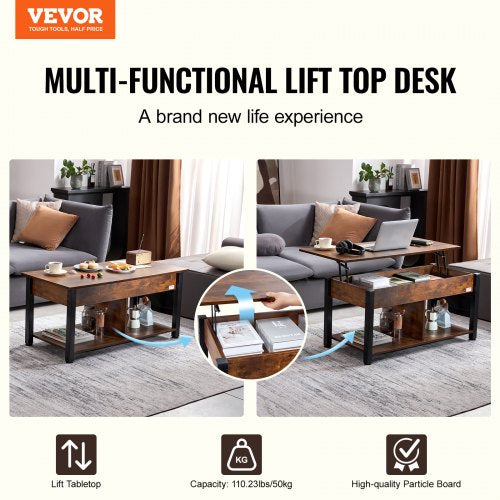 Lift Top Coffee Table 41.7 in Rectangle Coffee Table with Extra Storage