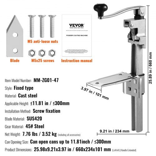Manual Can Opener Sturdy Tabletop Can Opener for Big Cans Robust Can