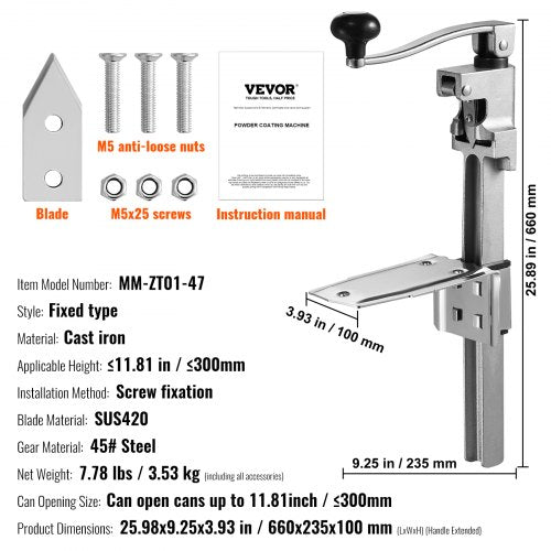 Manual Can Opener Sturdy Tabletop Can Opener for Big Cans Durable with Stand