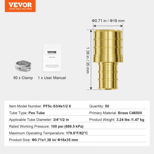 Pipe Fittings 1234 50PCS Brass Pipe Fittings Clampstyle 12 NPT