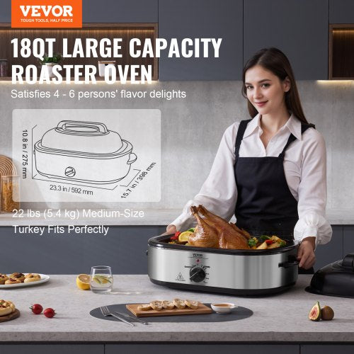 Electric Roaster Oven 18 QT Turkey Roaster Oven with SelfBasting Lid