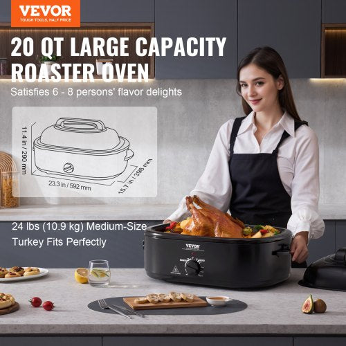 Electric Roaster Oven 20 QT Turkey Roaster Oven with SelfBasting Lid