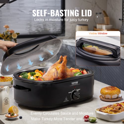 Electric Roaster Oven 20 QT Turkey Roaster Oven with SelfBasting Lid