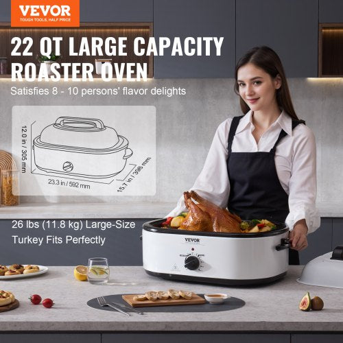 Electric Roaster Oven 22 QT Turkey Roaster Oven with SelfBasting Lid