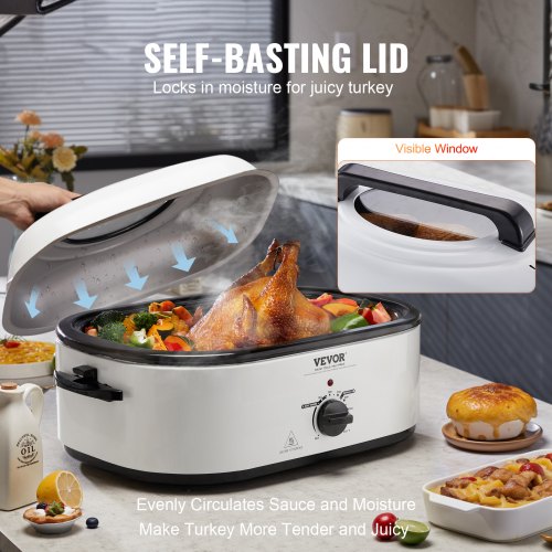 Electric Roaster Oven 22 QT Turkey Roaster Oven with SelfBasting Lid
