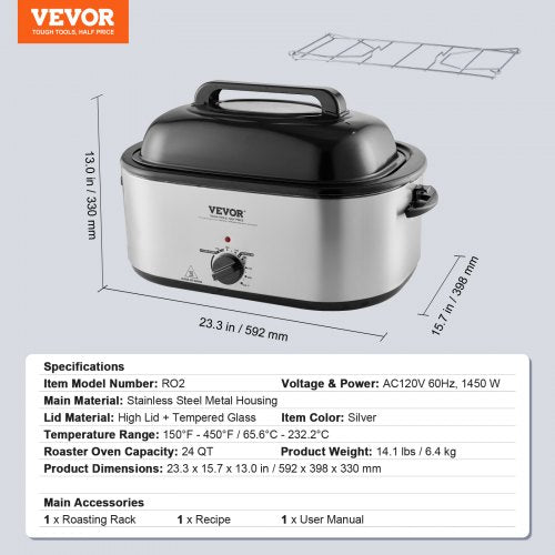 Electric Roaster Oven 24 QT Turkey Roaster Oven with SelfBasting Lid