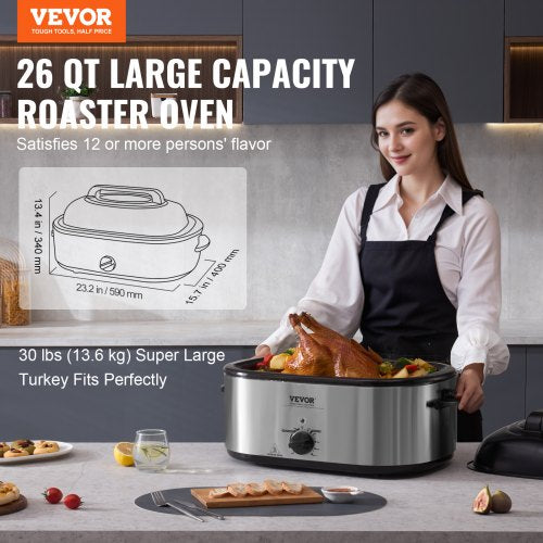 Electric Roaster Oven 26 QT Turkey Roaster Oven with SelfBasting Lid