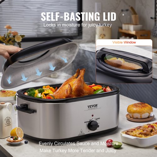 Electric Roaster Oven 26 QT Turkey Roaster Oven with SelfBasting Lid
